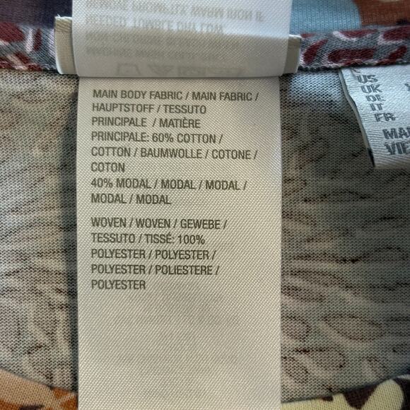 LOGO by Lori Goldstein Leaf Tunic Top Womens Large Fall Brown Mixed Print - Picture 7 of 9